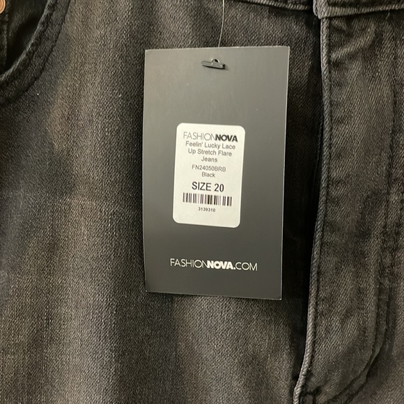 Plus size flared Denim with lace up detail - Picture 5 of 7